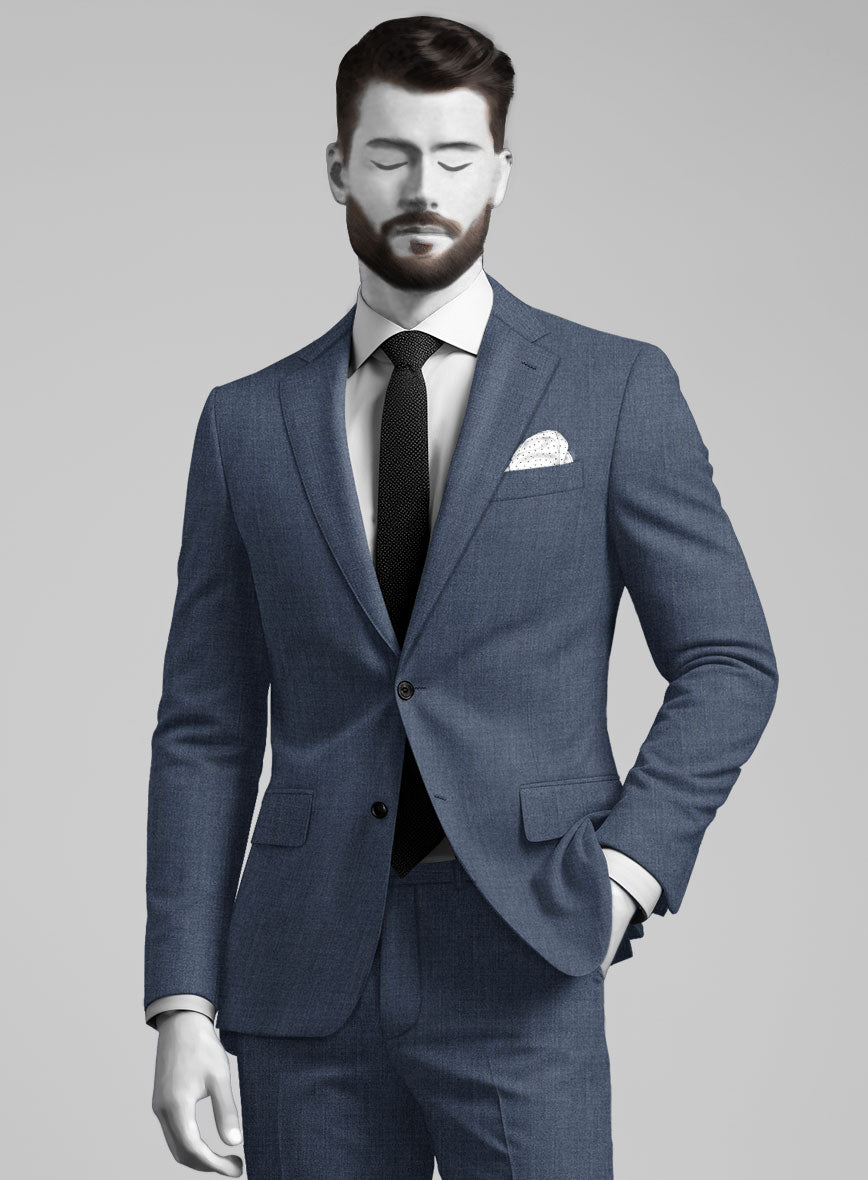 Napolean Stretch Imperial Blue Wool Suit - StudioSuits