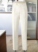 Napolean Stretch Ivory Wool Highland Trousers - StudioSuits