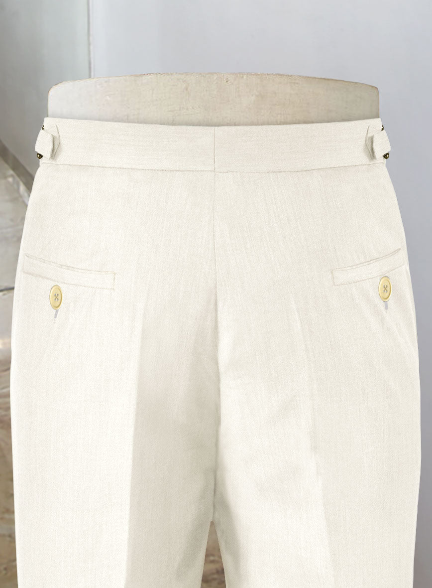 Napolean Stretch Ivory Wool Highland Trousers - StudioSuits