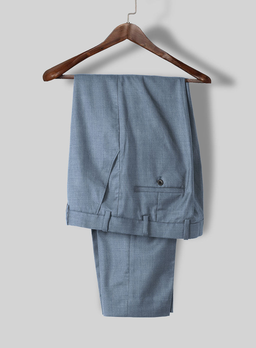 Napolean Stretch Light Blue Wool Pants - StudioSuits