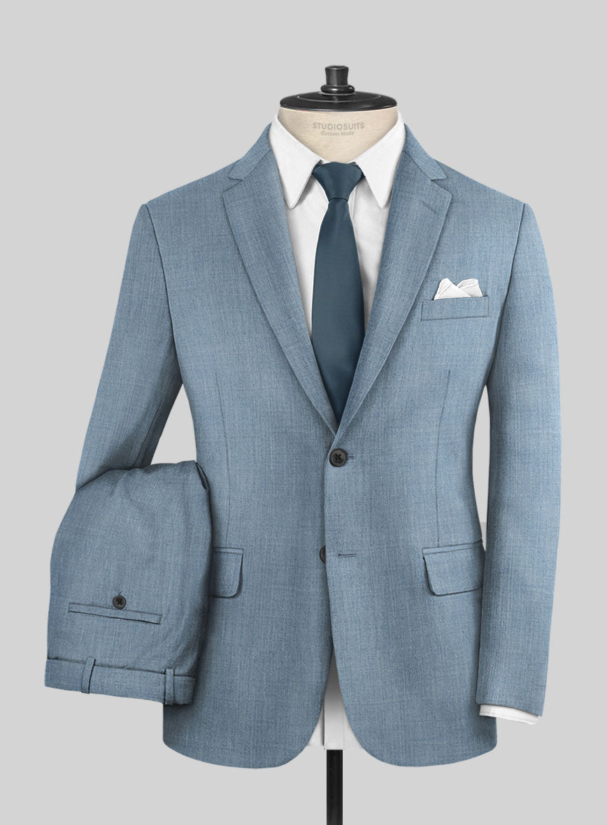 Napolean Stretch Light Blue Wool Suit - StudioSuits