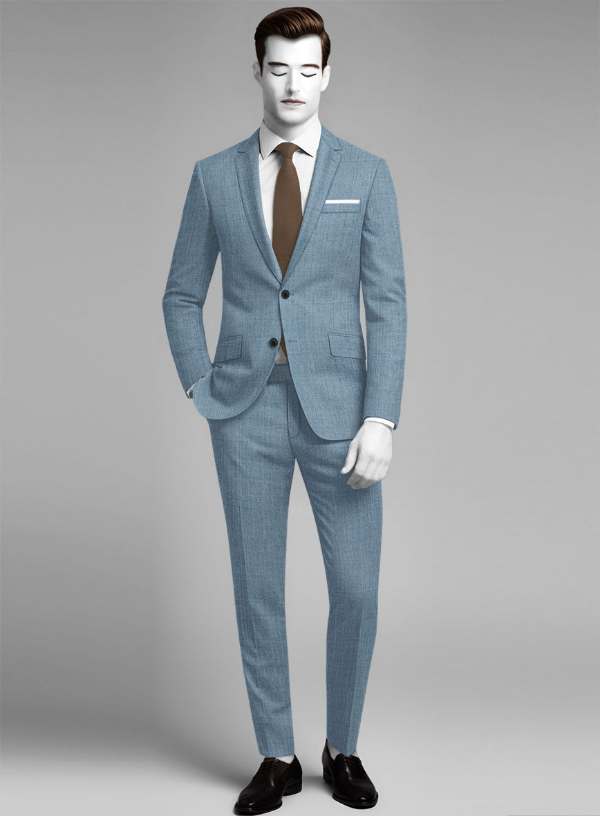Napolean Stretch Light Blue Wool Suit - StudioSuits