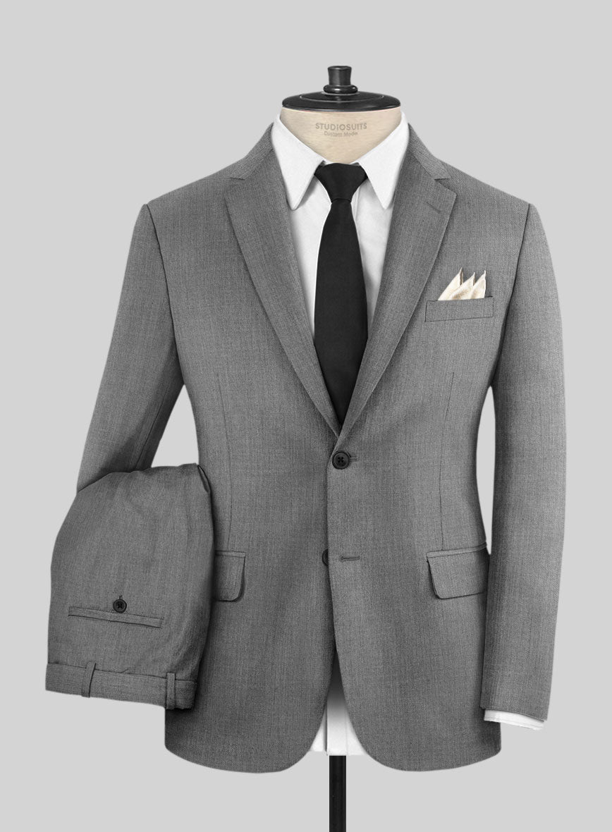 Napolean Stretch Mid Gray Wool Suit - StudioSuits