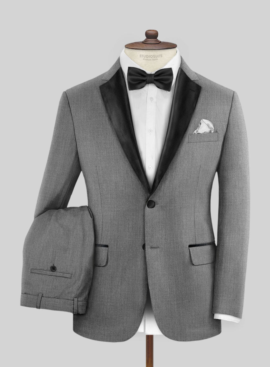 Napolean Stretch Mid Gray Wool Tuxedo Suit - StudioSuits