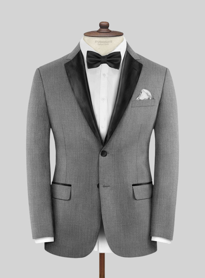 Napolean Stretch Mid Gray Wool Tuxedo Suit - StudioSuits