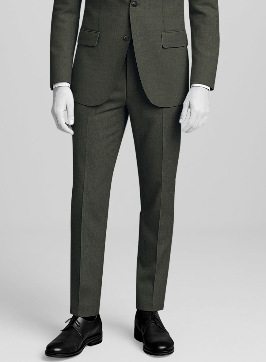 Napolean Stretch Olive Green Wool Pants - StudioSuits