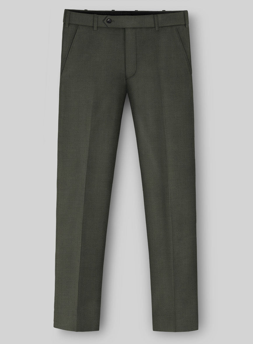 Napolean Stretch Olive Green Wool Pants - StudioSuits