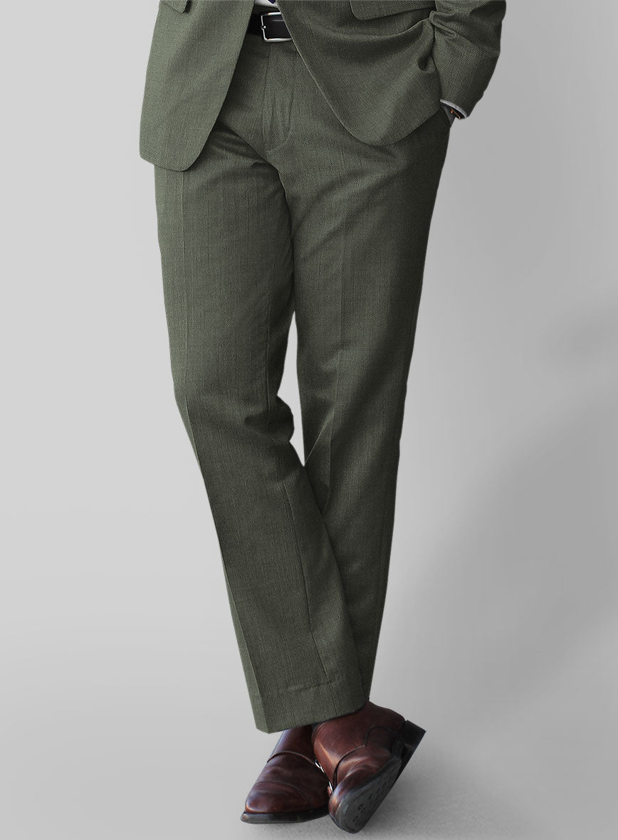 Napolean Stretch Olive Green Wool Pants - StudioSuits
