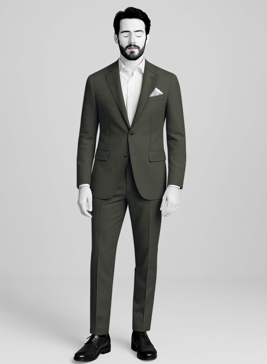 Napolean Stretch Olive Green Wool Suit - StudioSuits