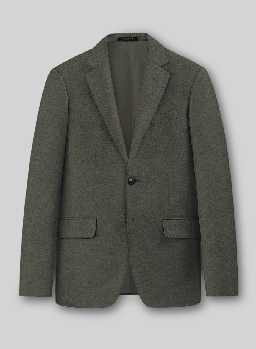 Napolean Stretch Olive Green Wool Suit - StudioSuits