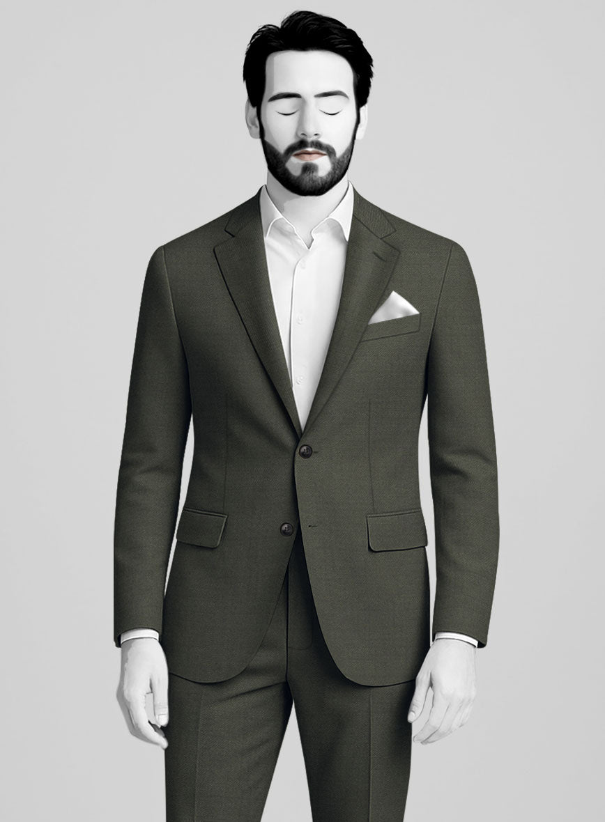 Napolean Stretch Olive Green Wool Suit - StudioSuits