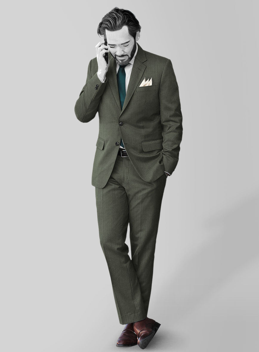 Napolean Stretch Olive Green Wool Suit - StudioSuits
