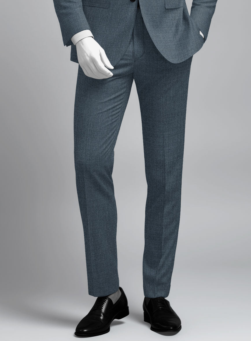Napolean Stretch Pacific Blue Wool Pants - StudioSuits
