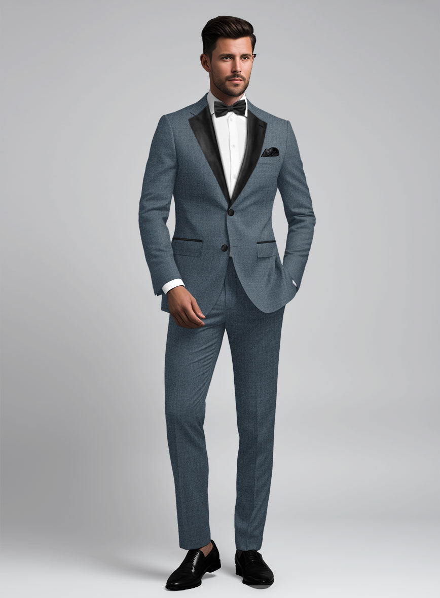 Napolean Stretch Pacific Blue Wool Tuxedo Suit - StudioSuits