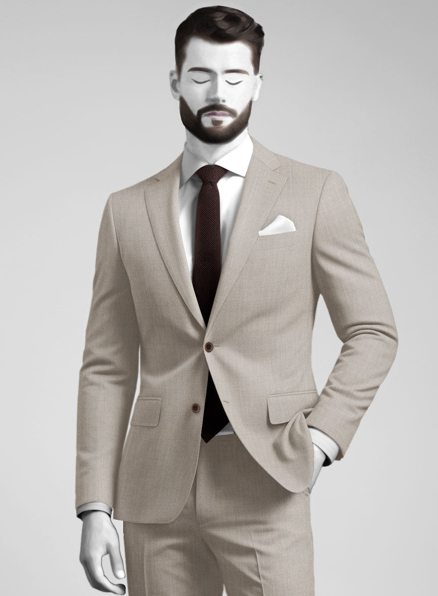 Napolean Stretch Pale Brown Wool Jacket - StudioSuits