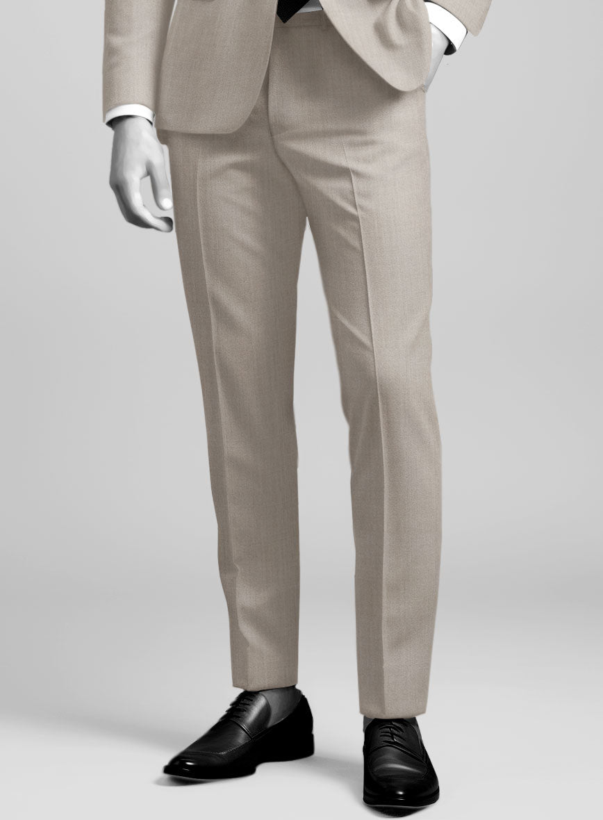 Napolean Stretch Pale Brown Wool Pants - StudioSuits