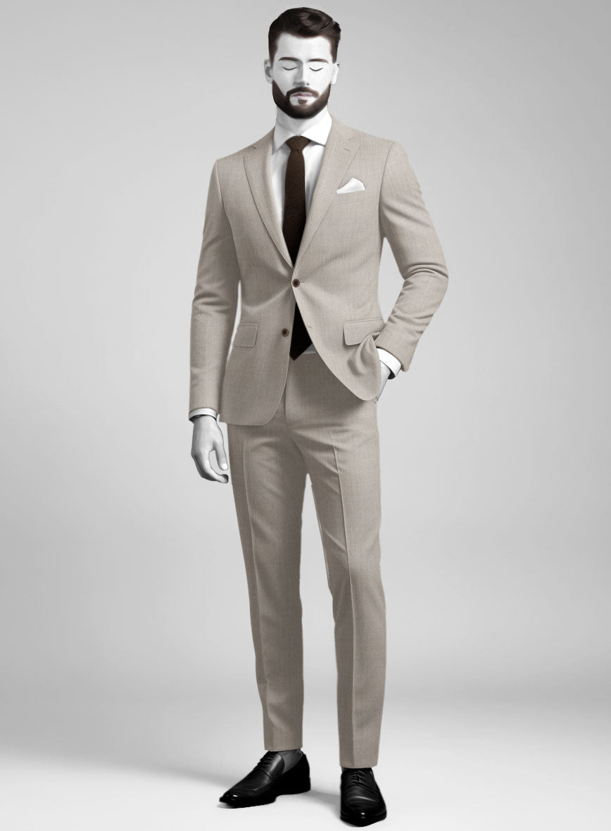 Napolean Stretch Pale Brown Wool Suit - StudioSuits