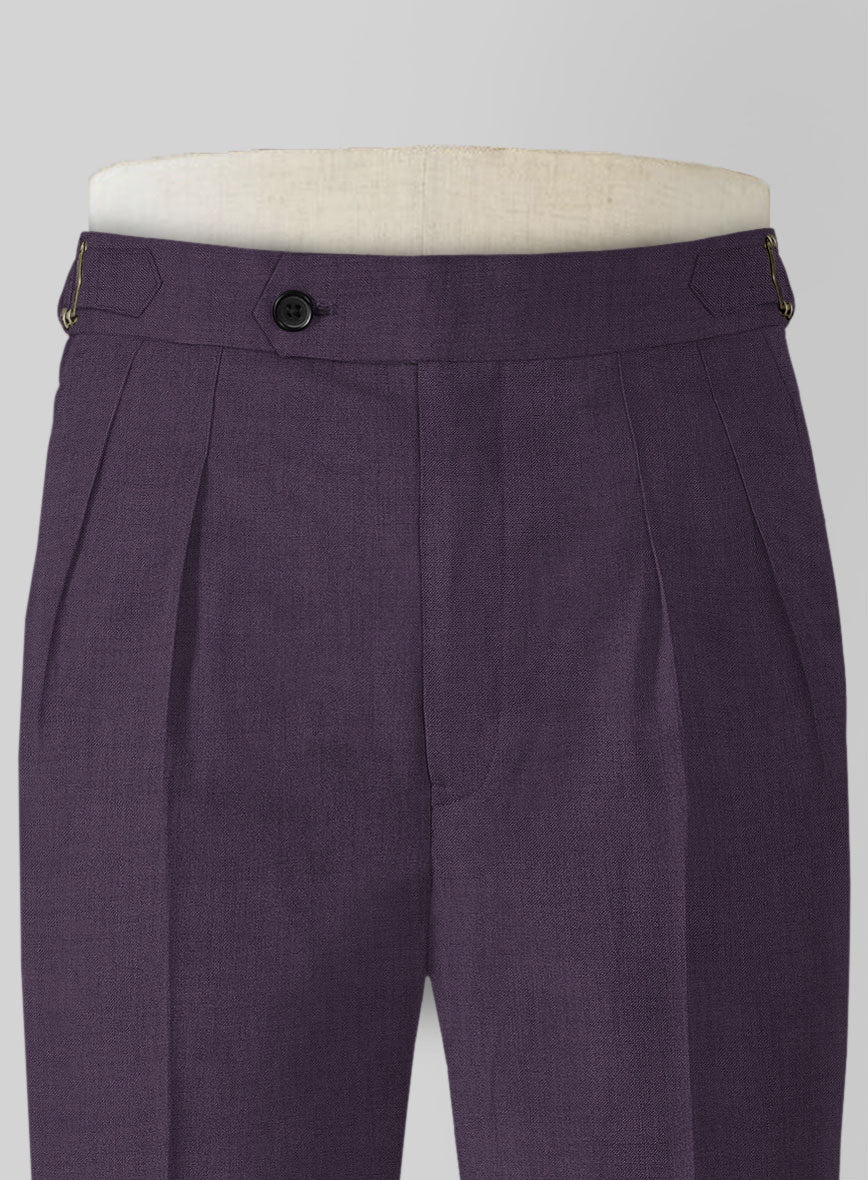 Napolean Stretch Purple Highland Wool Trouser - StudioSuits