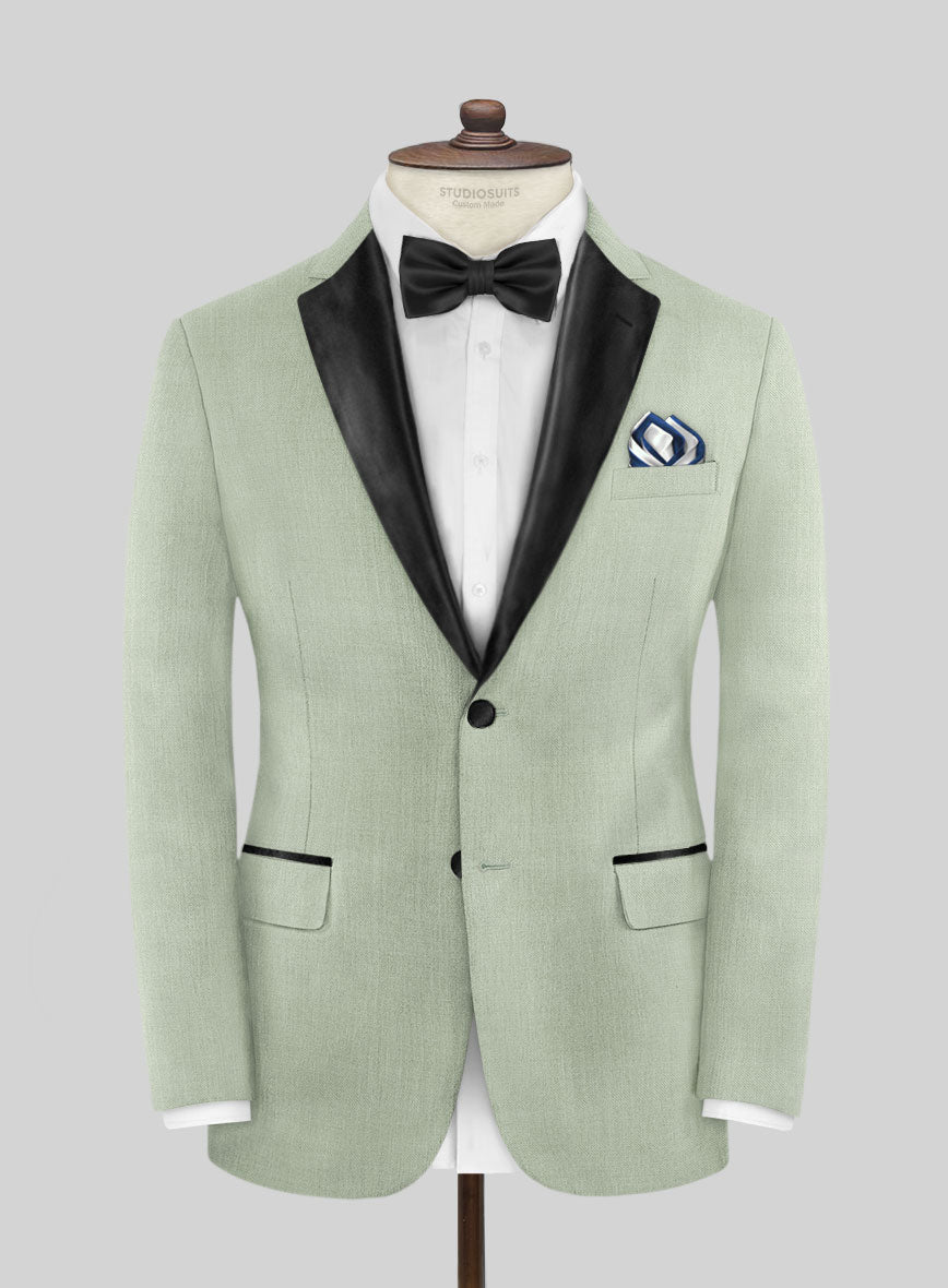 Napolean Stretch Sage Green Wool Tuxedo Jacket - StudioSuits