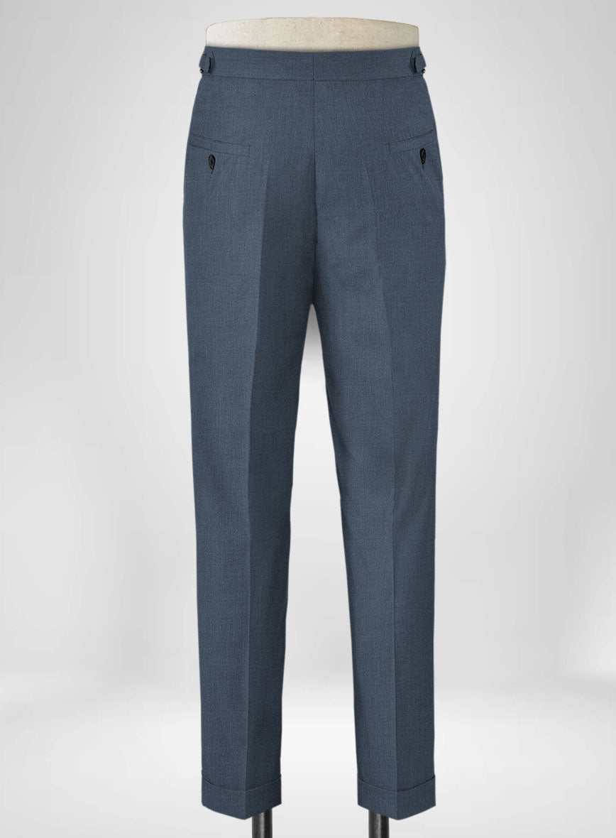 Napolean Stretch Space Blue Highland Wool Trousers - StudioSuits