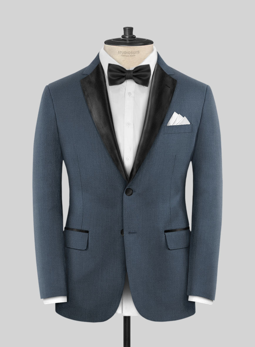 Napolean Stretch Space Blue Wool Tuxedo Suit - StudioSuits