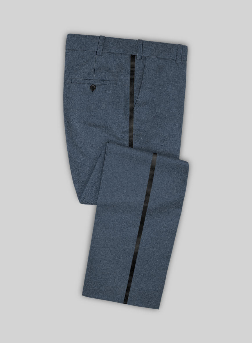 Napolean Stretch Space Blue Wool Tuxedo Suit - StudioSuits