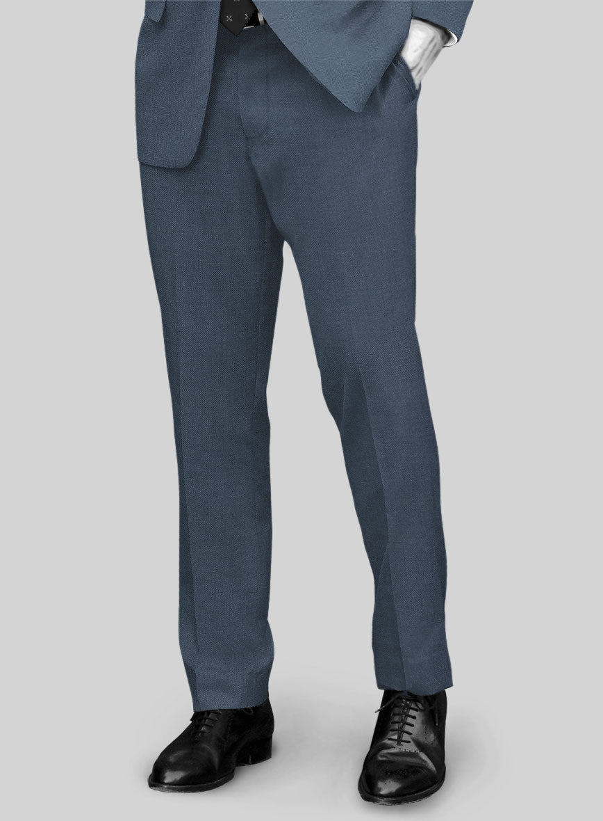 Napolean Stretch Space Blue Wool Pants - StudioSuits