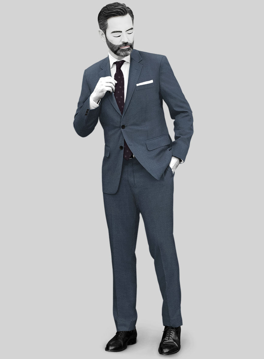 Napolean Stretch Space Blue Wool Suit - StudioSuits