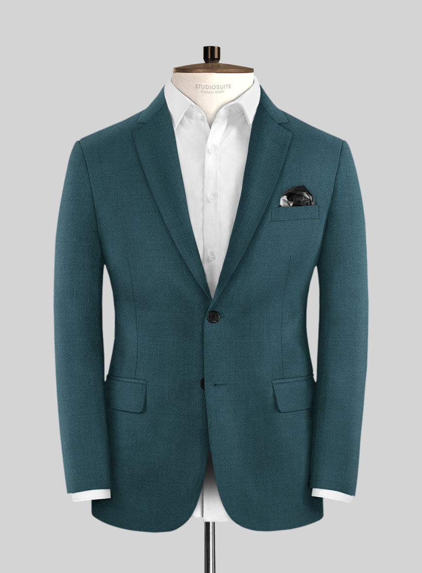 Napolean Stretch Teal Blue Wool Jacket - StudioSuits