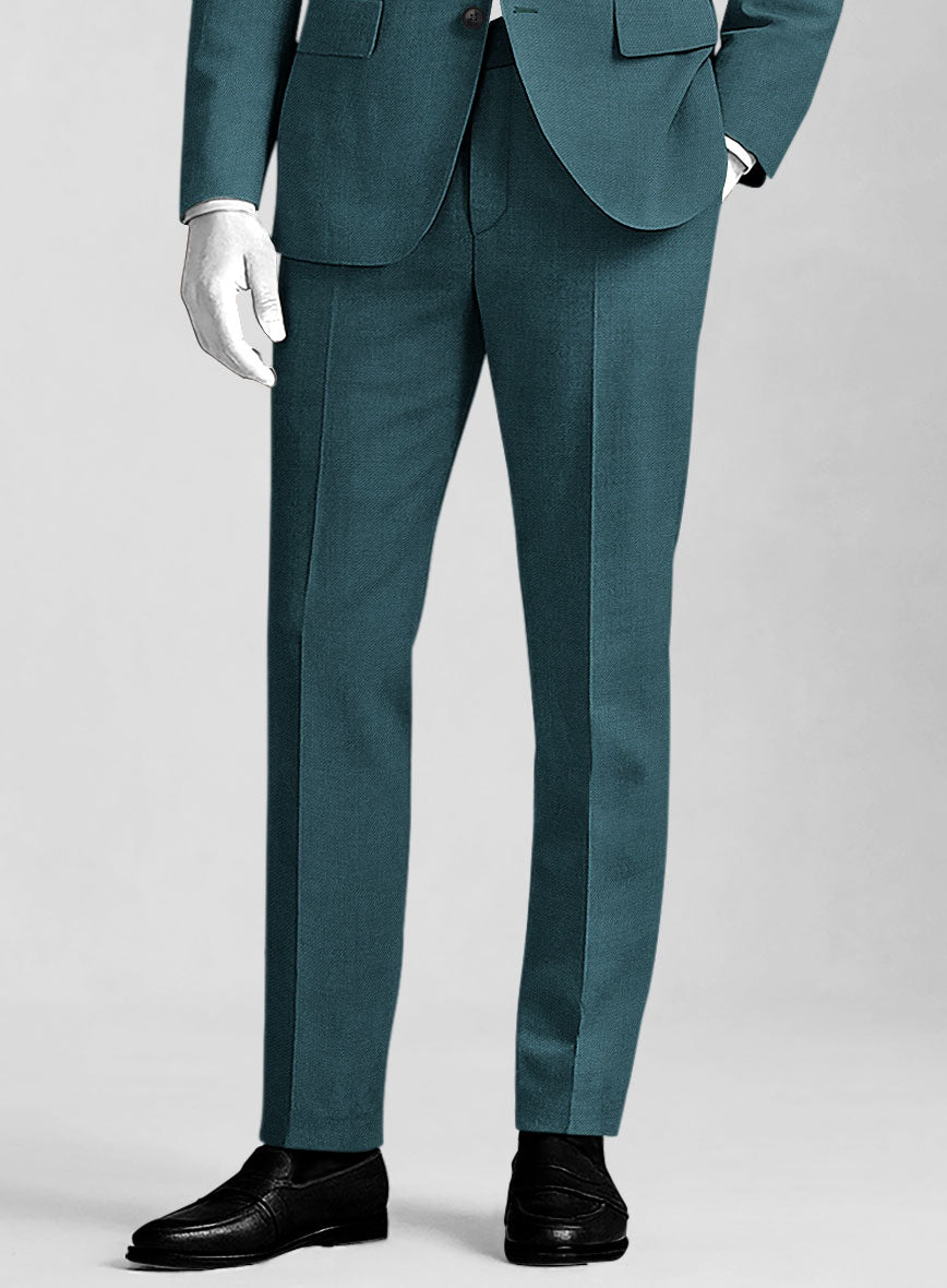 Napolean Stretch Teal Blue Wool Pants - StudioSuits