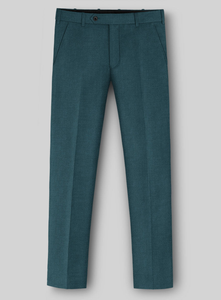 Napolean Stretch Teal Blue Wool Pants - StudioSuits