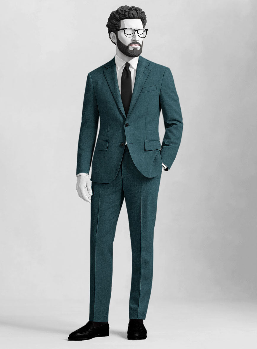 Napolean Stretch Teal Blue Wool Suit - StudioSuits