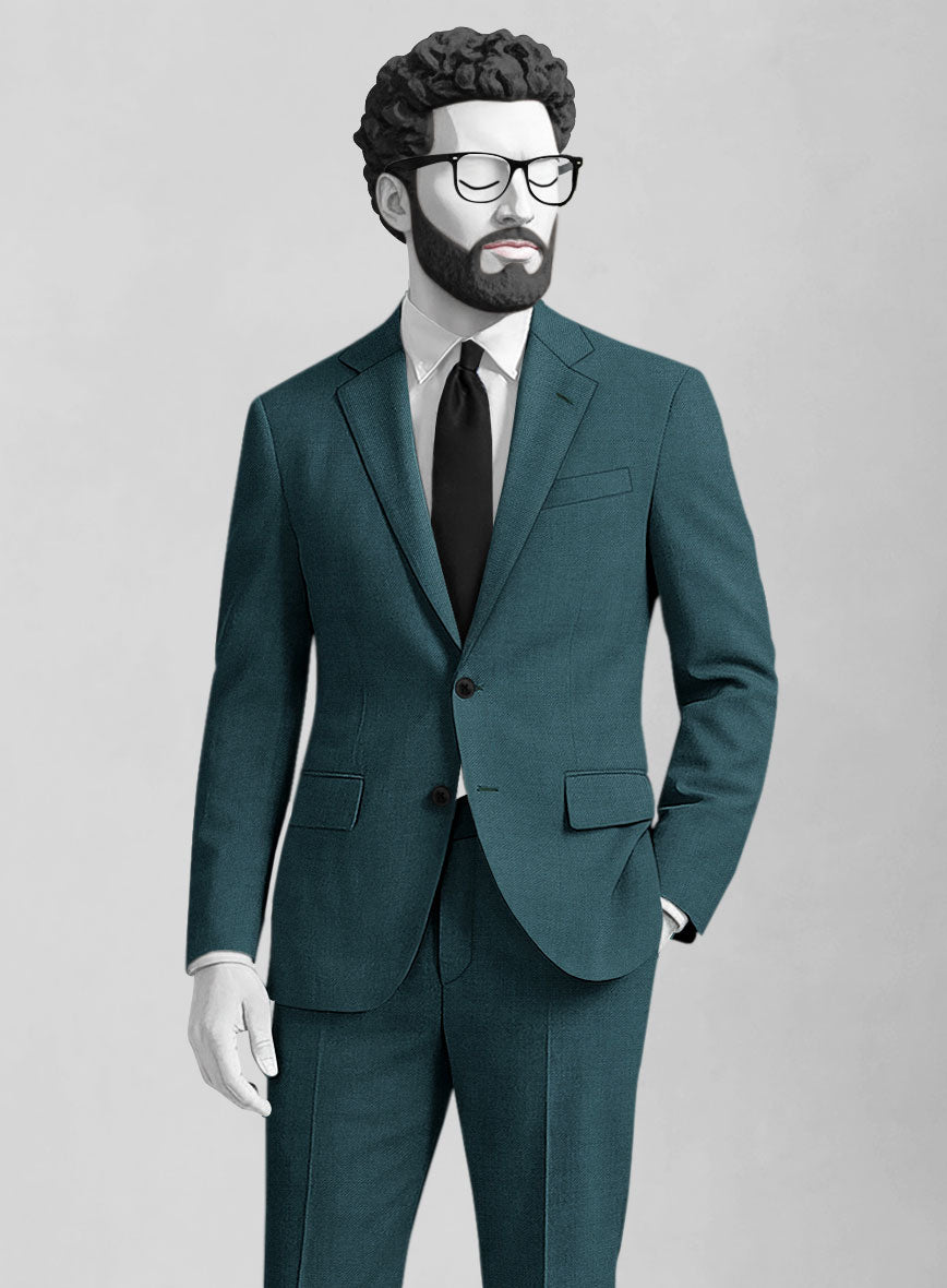 Napolean Stretch Teal Blue Wool Suit - StudioSuits