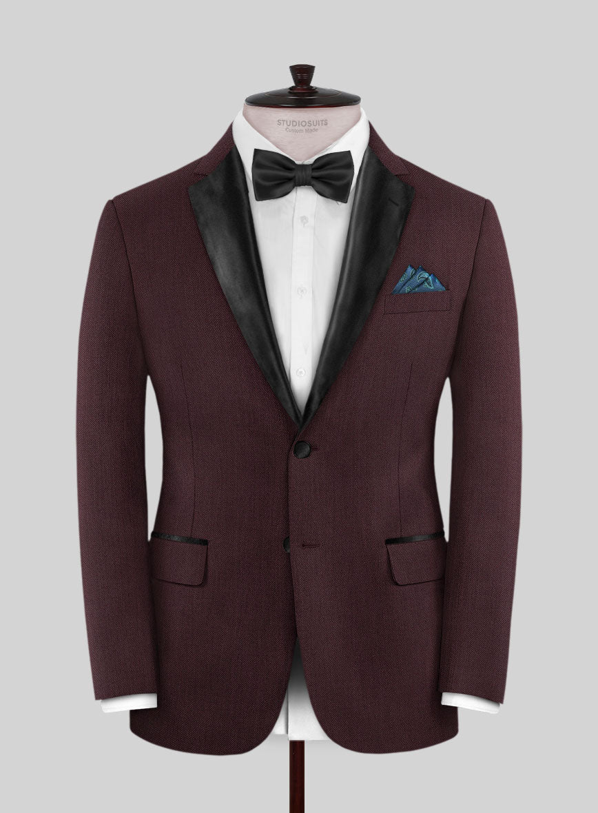 Napolean Stretch Wine Wool Tuxedo Jacket - StudioSuits