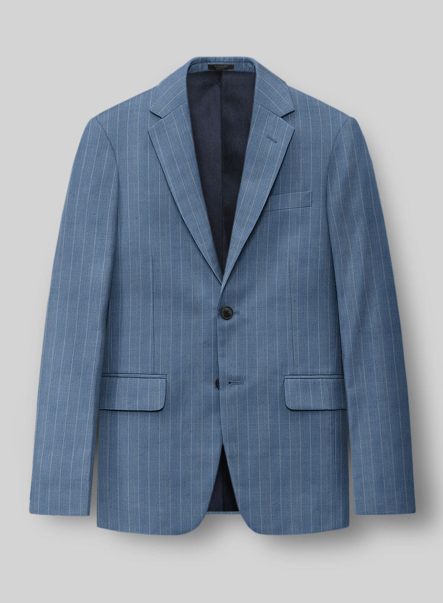 Napolean Tarello Stripe Blue Wool Jacket - StudioSuits