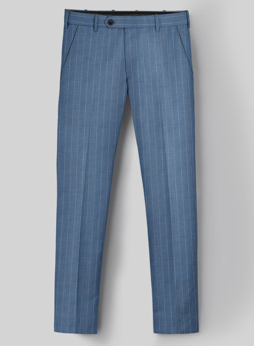 Napolean Tarello Stripe Blue Wool Pants - StudioSuits