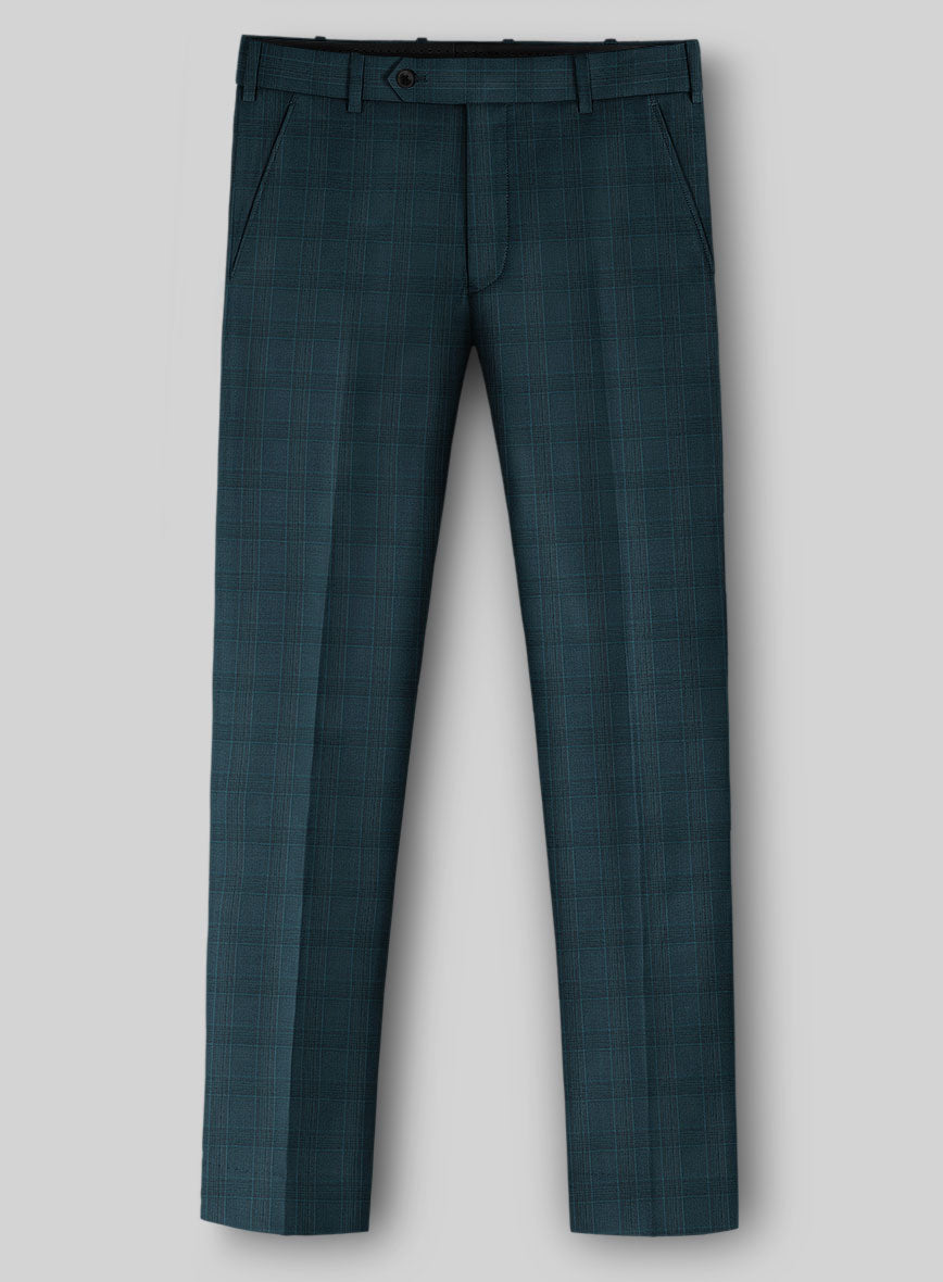 Napolean Teal Glen Pants - StudioSuits