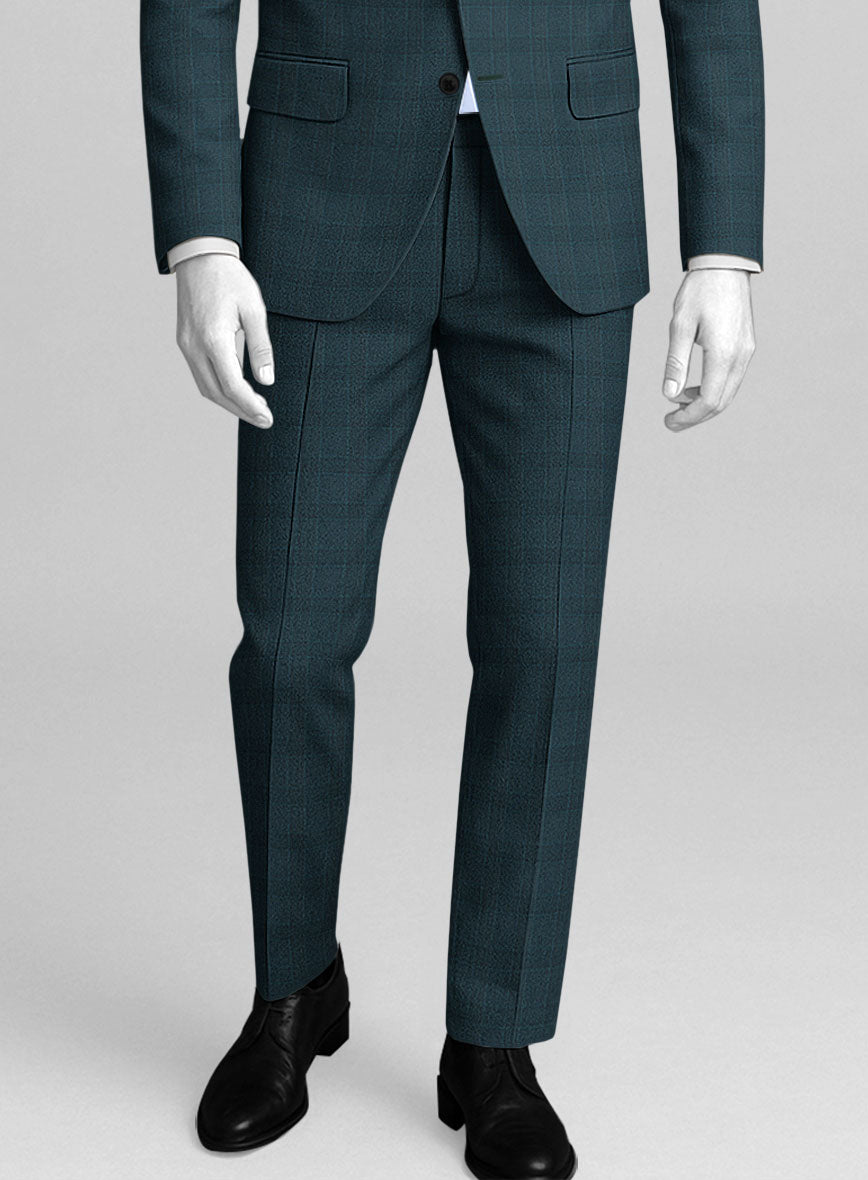 Napolean Teal Glen Pants - StudioSuits