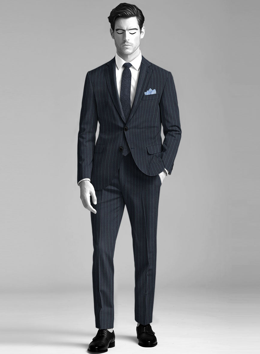 Napolean Thiago Stripe Navy Wool Suit - StudioSuits