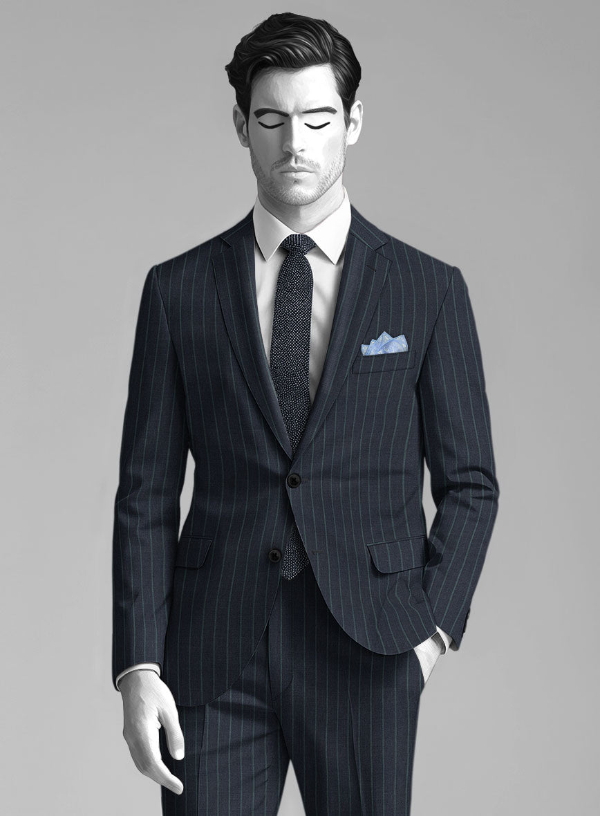 Napolean Thiago Stripe Navy Wool Suit - StudioSuits