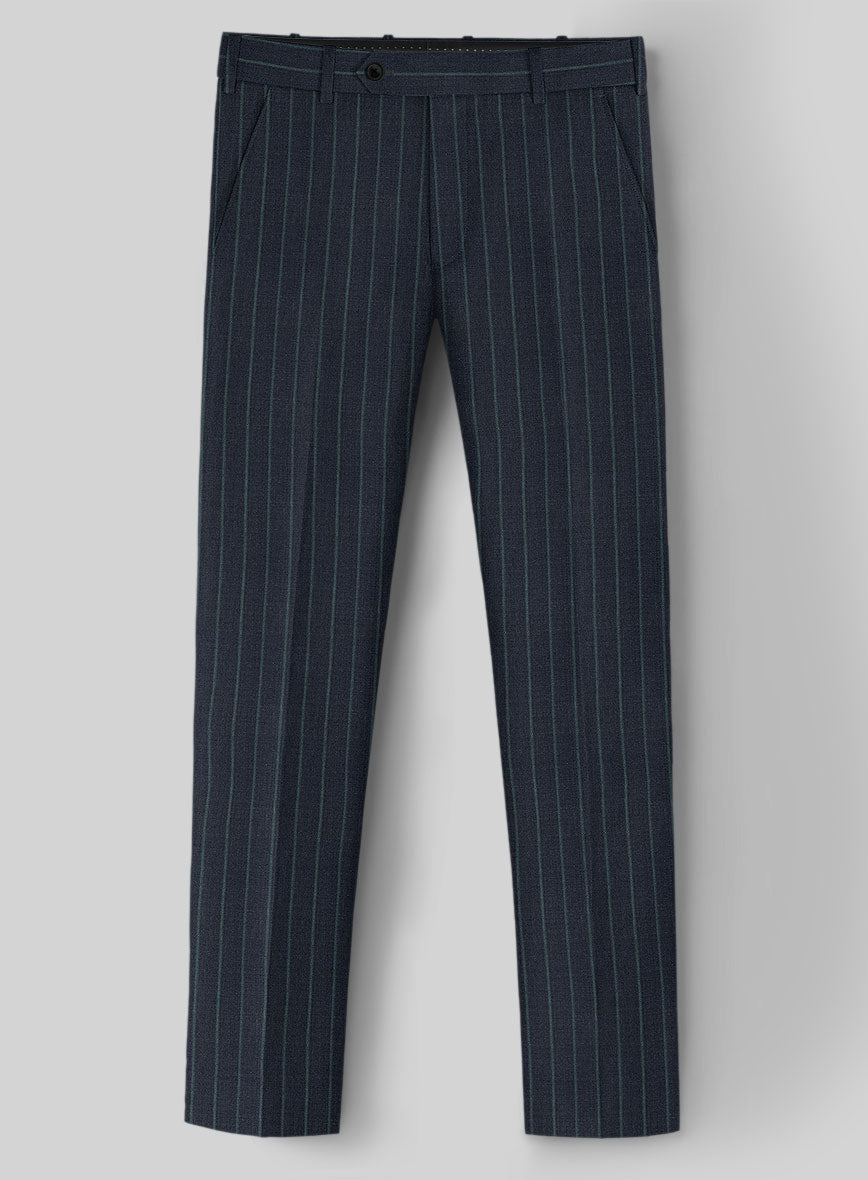 Napolean Thiago Stripe Navy Wool Pants - StudioSuits