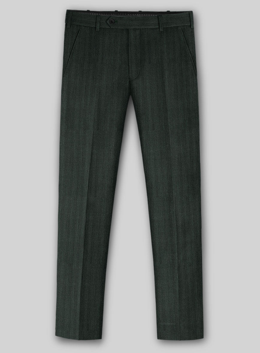 Napolean Verdiano Herringbone Green Wool Suit - StudioSuits
