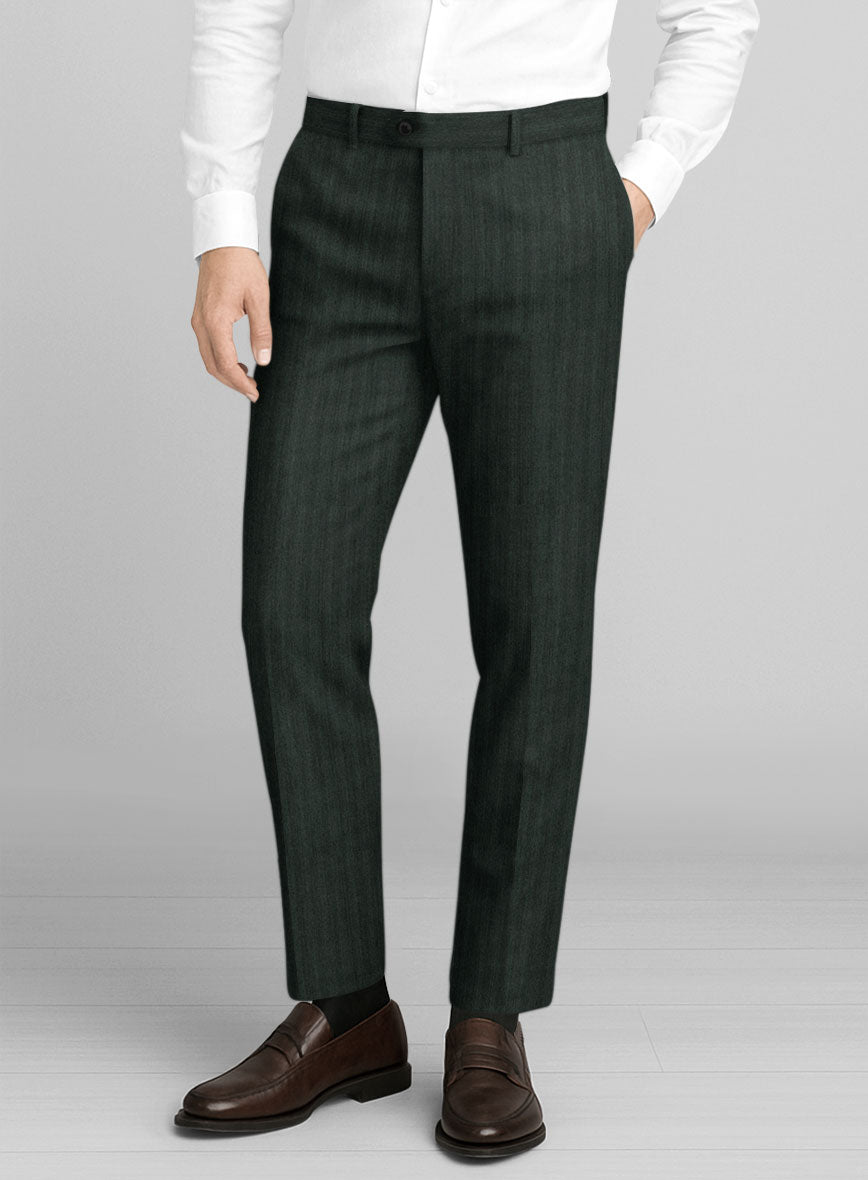 Napolean Verdiano Herringbone Green Wool Suit - StudioSuits