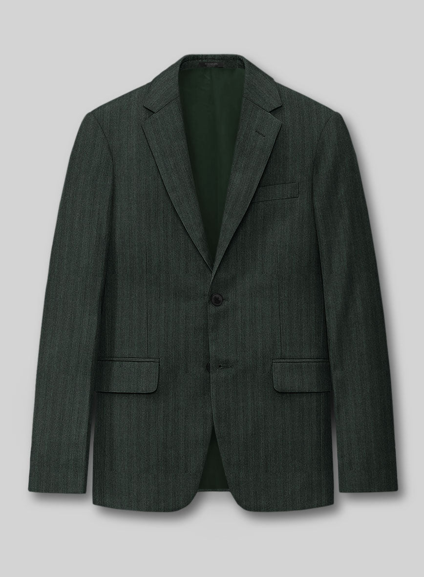 Napolean Verdiano Herringbone Green Wool Jacket - StudioSuits