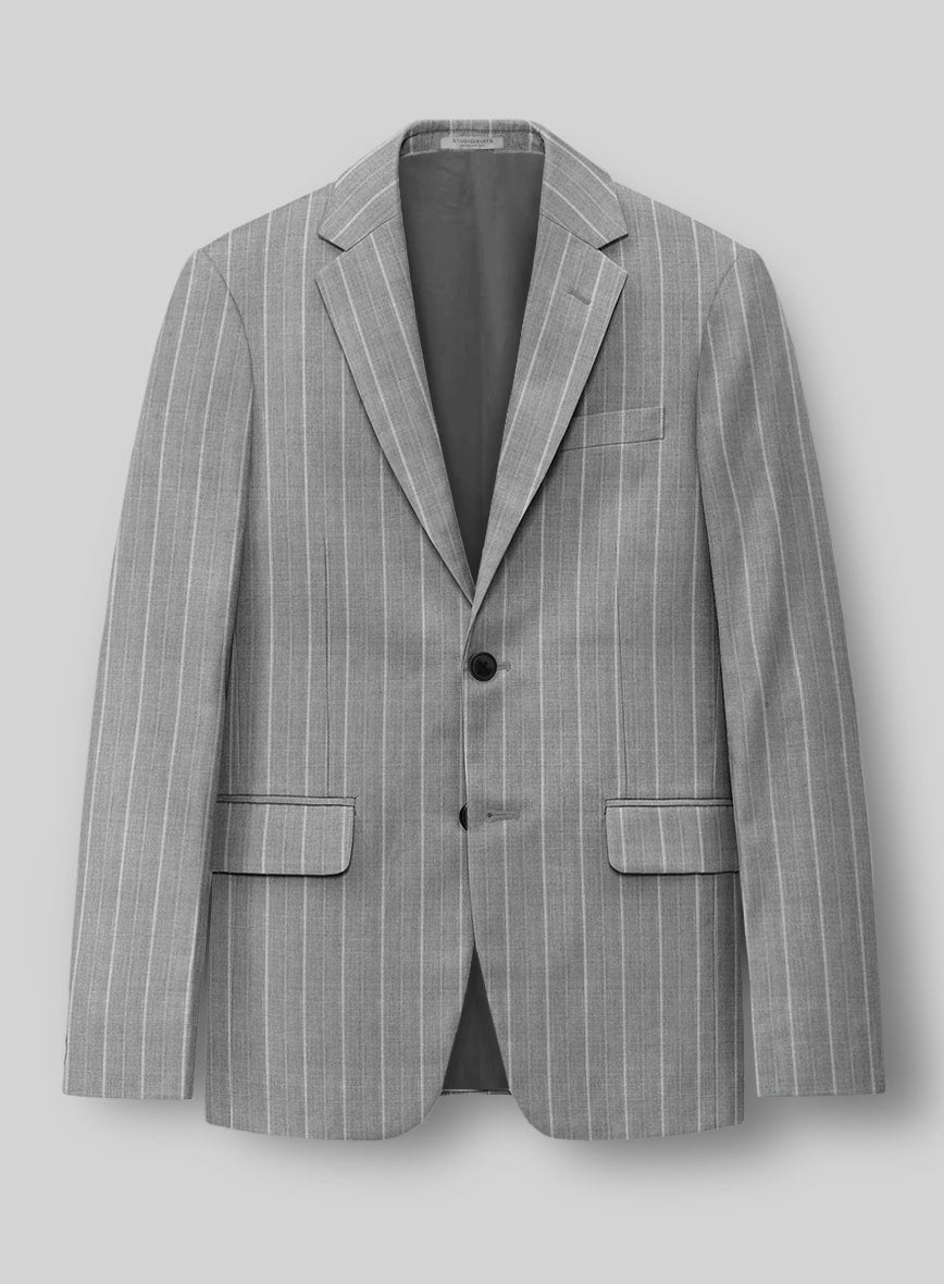 Napolean Vessaro Stripe Gray Wool Jacket - StudioSuits