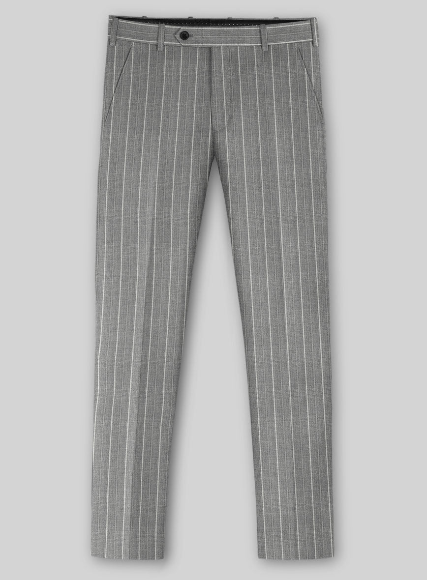 Napolean Vessaro Stripe Gray Wool Pants - StudioSuits