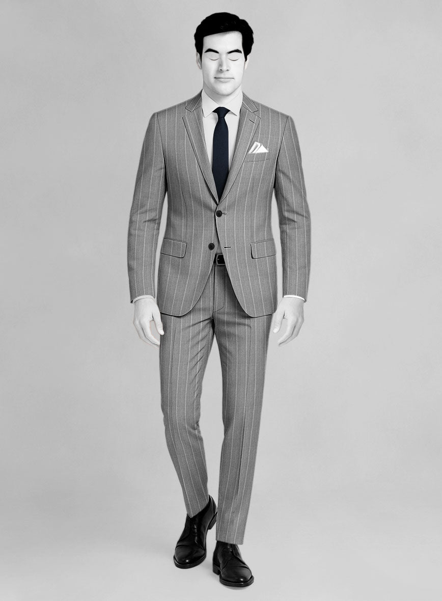 Napolean Vessaro Stripe Gray Wool Suit - StudioSuits