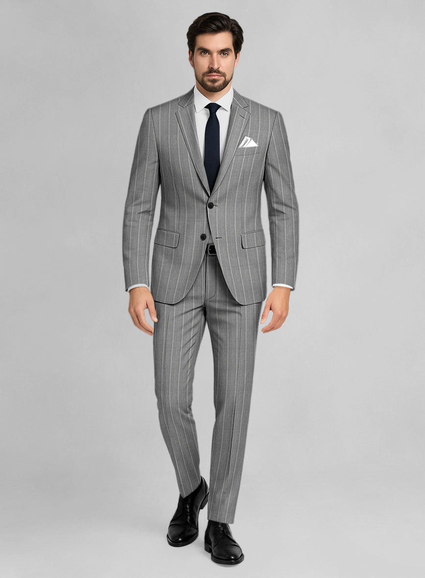 Napolean Vessaro Stripe Gray Wool Suit - StudioSuits