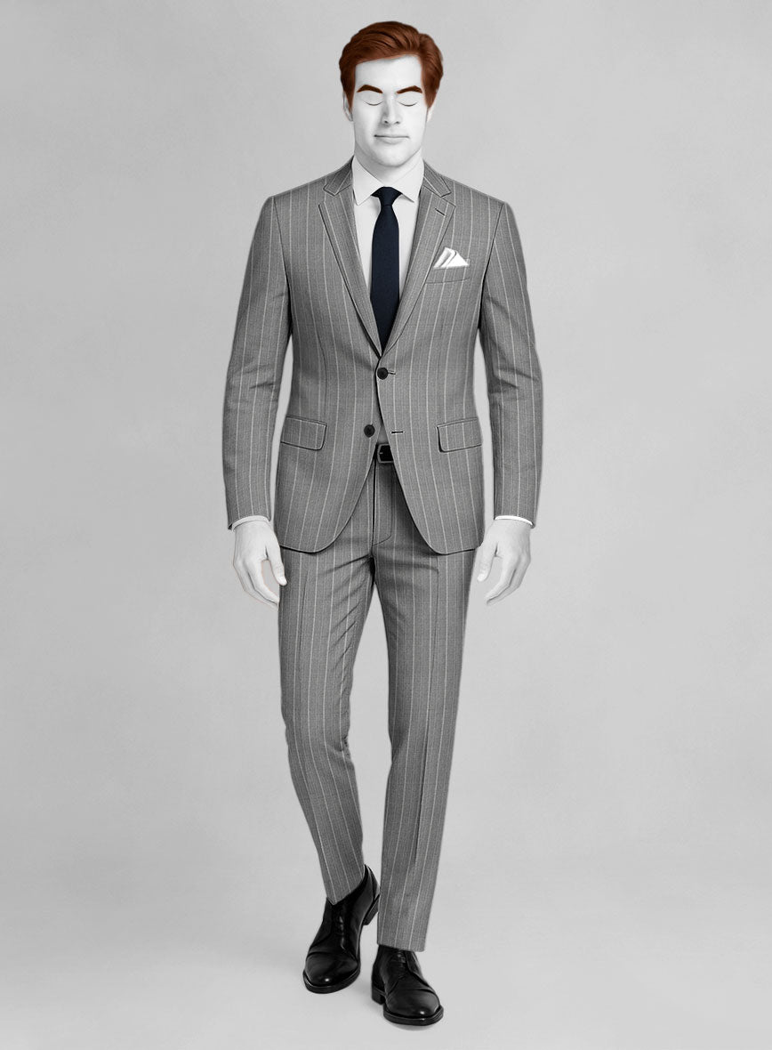 Napolean Vessaro Stripe Gray Wool Suit - StudioSuits