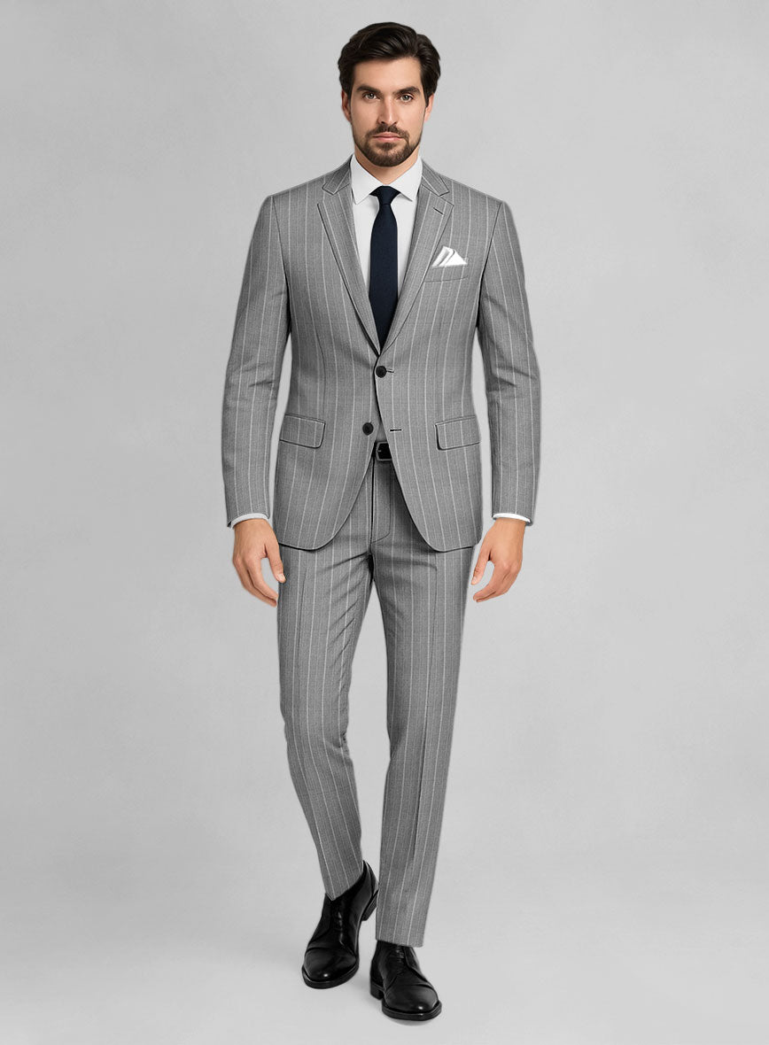 Napolean Vessaro Stripe Gray Wool Suit - StudioSuits